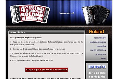 Festival Roland Internacional de Acordeon V-Accordion Festival, ganhador leva FR-7X para casa...