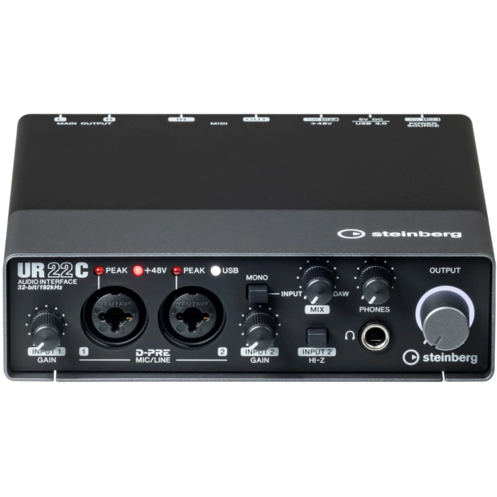 YAMAHA UR22C Interface de áudio Steinberg - 2 entradas combo, MIDI