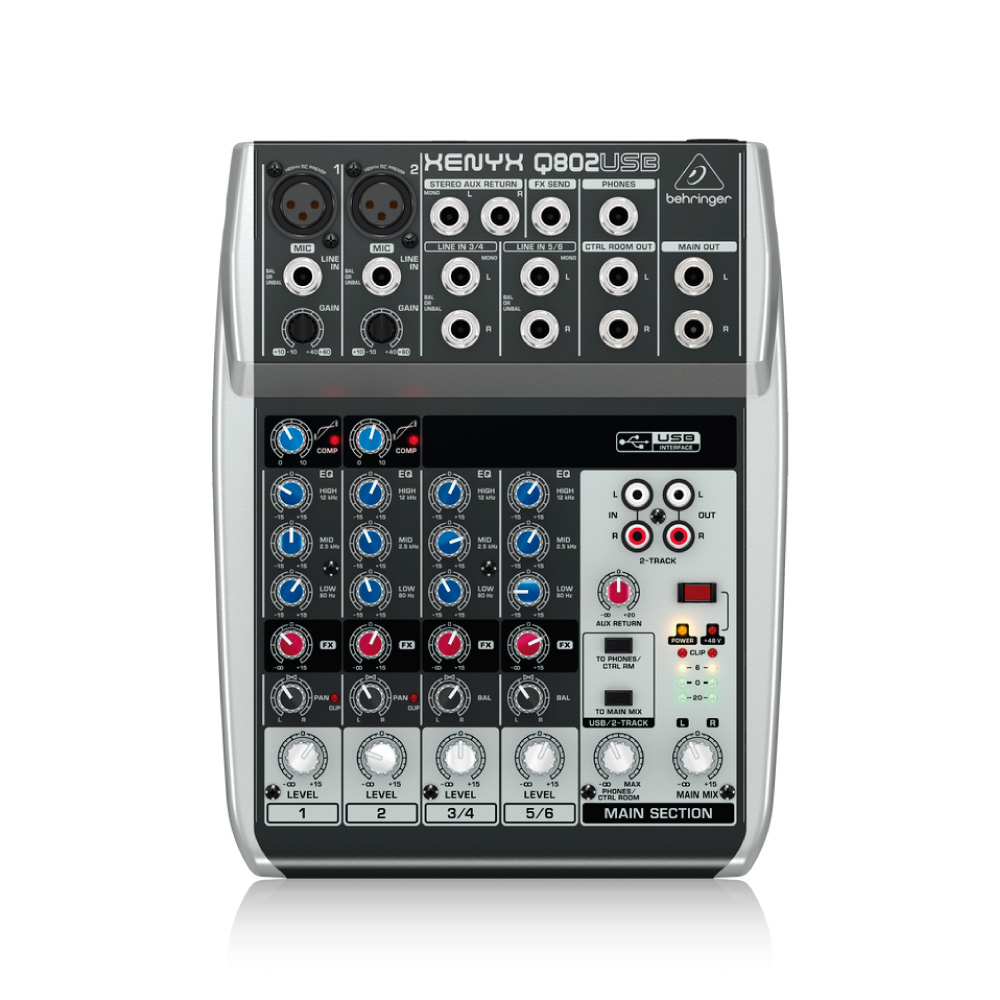 Mixer Xenyx 110V Behringer Q802USB - Mixer ultracompacto com 8
