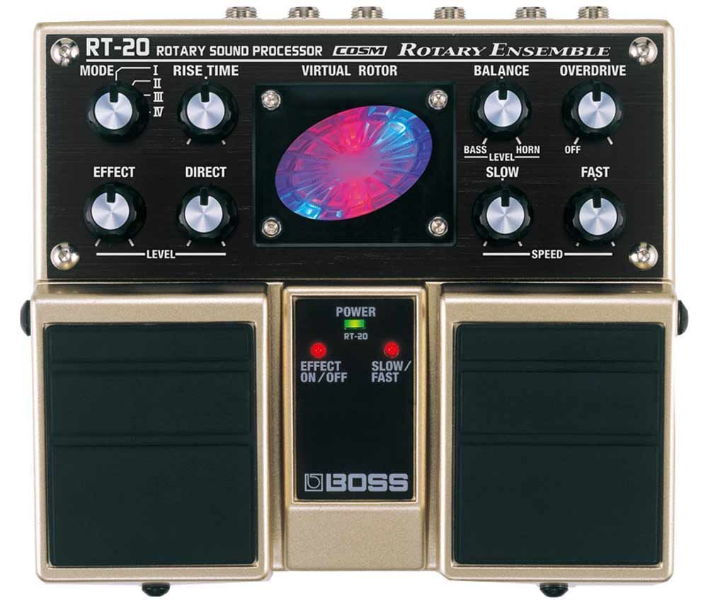 roland boss rt-20 rotary sound processor pedal - preto/dourado |