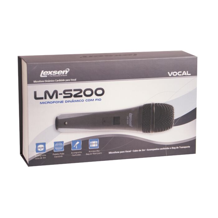Mic. c/Fio, Vocais Cardioide, Cabo 3m Lexsen LM-S200 1