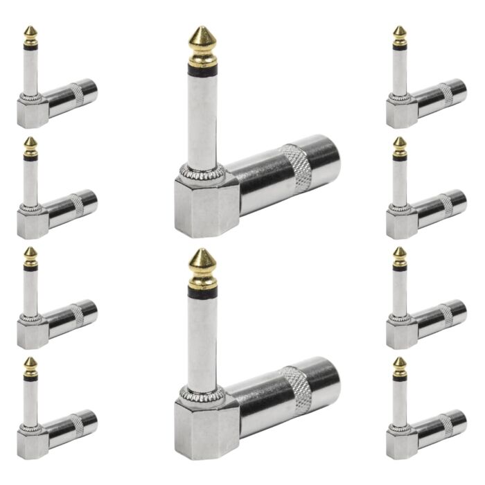Conector P10 Macho Linha Mono 90 Graus Metal Ponta Gold Storm 10 Unidades 1