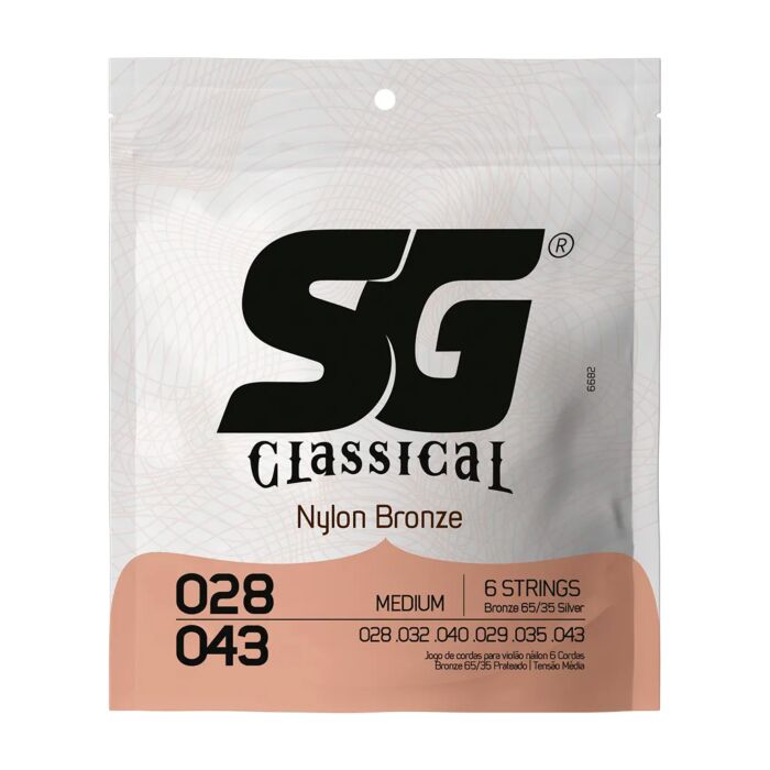 Encordoamento P/violão Nylon Bronze 65/35 Prata Tensão Média Sg 0.028 1