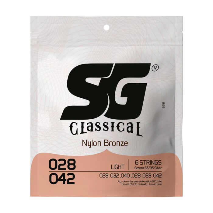 Encordoamento P/violão Nylon Bronze 65/35 Prata Tensão Leve Sg 0.028 1