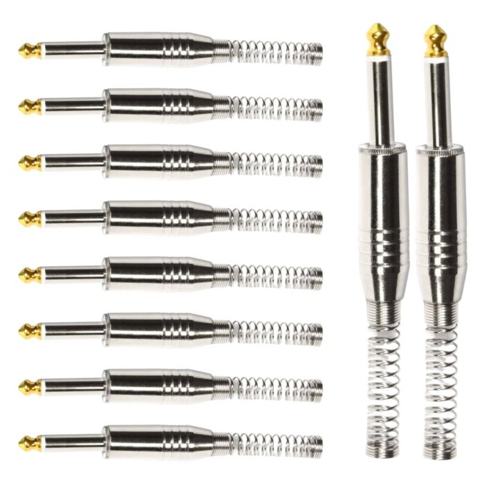Conector P10 Macho Linha Mono Com Mola Espacada Ponta Gold Baquelite Storm 10 Unidades 1