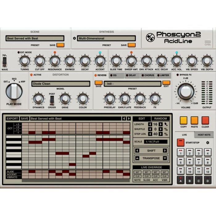 Excelente emulação TB-303, caminho de sinal redesenhado, cadeia FX, sequenciador - D16 Phoscyon 2 - D16 Group | Synth-D16 Phoscyon 2 - D16 Group | Synth ID-86441