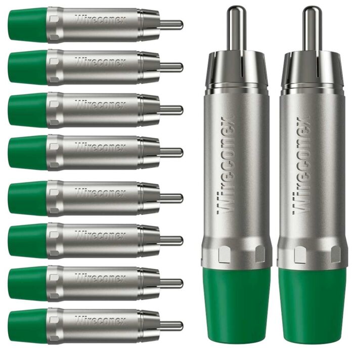 Plug Rca Macho Nickel Plt Wc 1212 Ml Gr Ni Verde Wireconex 10 Unidades 1