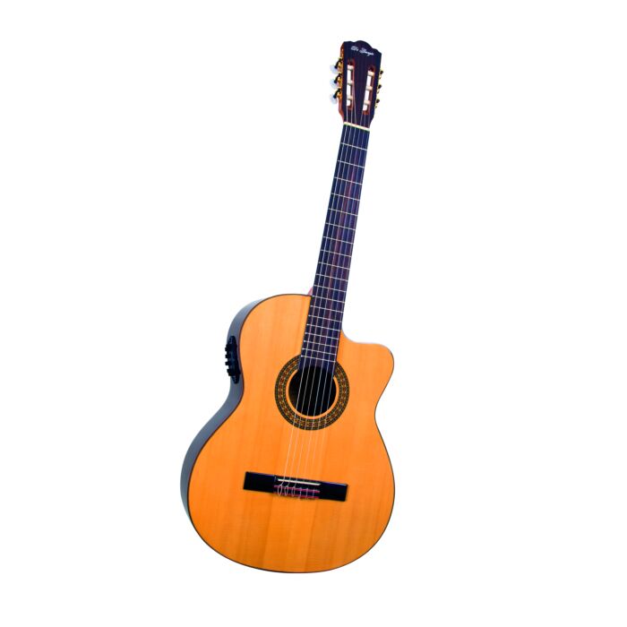 Di giorgio author 3e violão eletroacústico com cordas de nylon Di Giorgio Author 3e - Violão eletroacústico, formato clássico, com cordas de nylon, caixa em Indian Rosewood, tampo maciço em Spruce Canadense, escala em Ébano da Índia com 19 trastes em