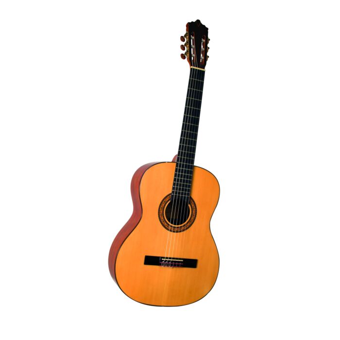 Di giorgio master violão clássico com cordas de nylon Di Giorgio Master - Violão acústico em formato clássico com cordas de nylon, caixa em Kaoba maciça, tampo maciço em Spruce Canadense, escala em Ébano da Índia com 19 trastes em Alpaca e tarraxas D