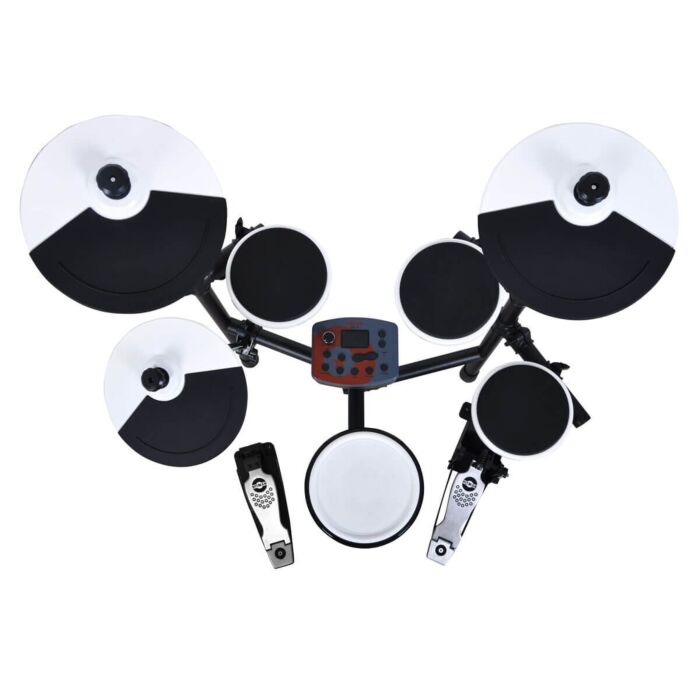 Hitman hd-3 bateria eletrônica digital Kit de bateria eletrônica compacta tipo rack Hitman HD-3, 1 Pad Caixa , 3 Pads Toms, 2 Pads Pratos, 1 Pad Hi-Hat, pedal Hi-Hat e Pad Bumbo com pedal integrados, 1 par de baquetas, 193 sons, 10 estilos, 1 músicas demo