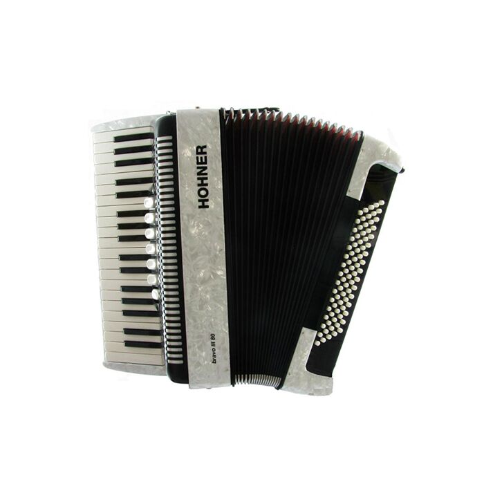 Hohner bravo iii 80 acordeon Accordion BRAVO III 80 - 80 BAIXOS, 7 REGISTROS, COR BRANCA-hohner bravo iii 80 acordeon ID-3942