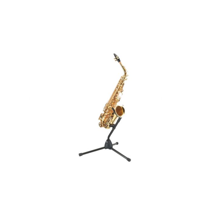 K&m konig & meyer 14300 suporte de sax Suporte ajustável para Sax Alto e Tenor. Base de plástico reforçada com fibra de vidro. Braço do suporte superior flexível para diferentes tamanhos de campana Com várias posições verticais de travamento. Todas as par