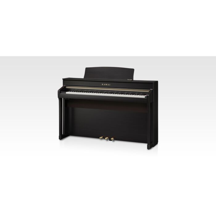 Kawai ca98 piano digital KAWAI CA98- Piano digital com 88 teclas de madeira Grand Feel II, superfícies de teclas Ebony & Ivory Touch, três sensores, let-off e contrapesos, mecanismo de som de piano SK-EX Rendering com amostragem multicanal, processam
