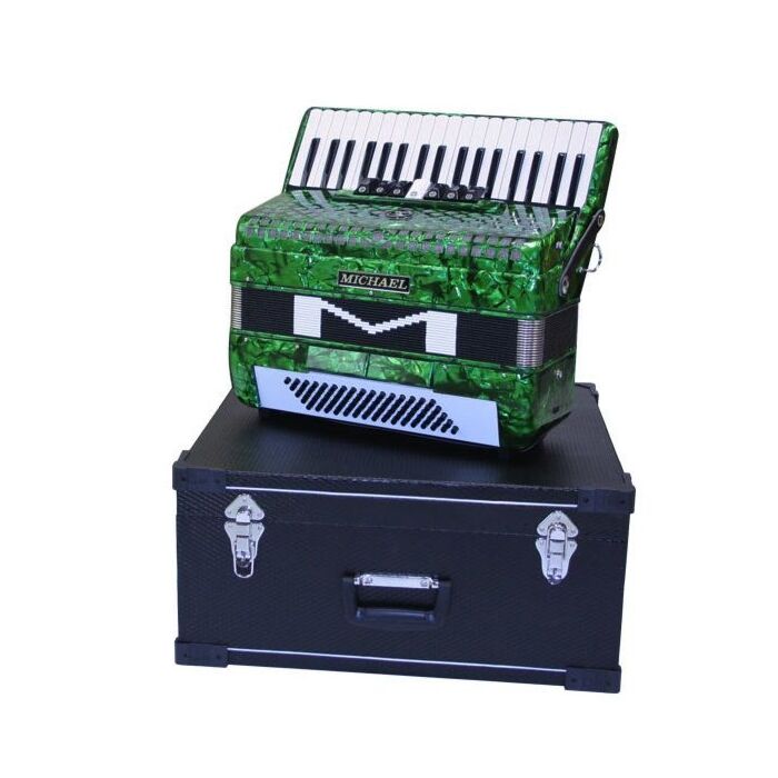 O Michael ACM8007 é um acordeon de alta qualidade, com 80 baixos, 37 teclas e 7 registros. Com um design moderno e elegante na cor verde, é perfeito para músicos que buscam um instrumento de alto desempenho e visual diferenciado. Ideal para tocar diversos