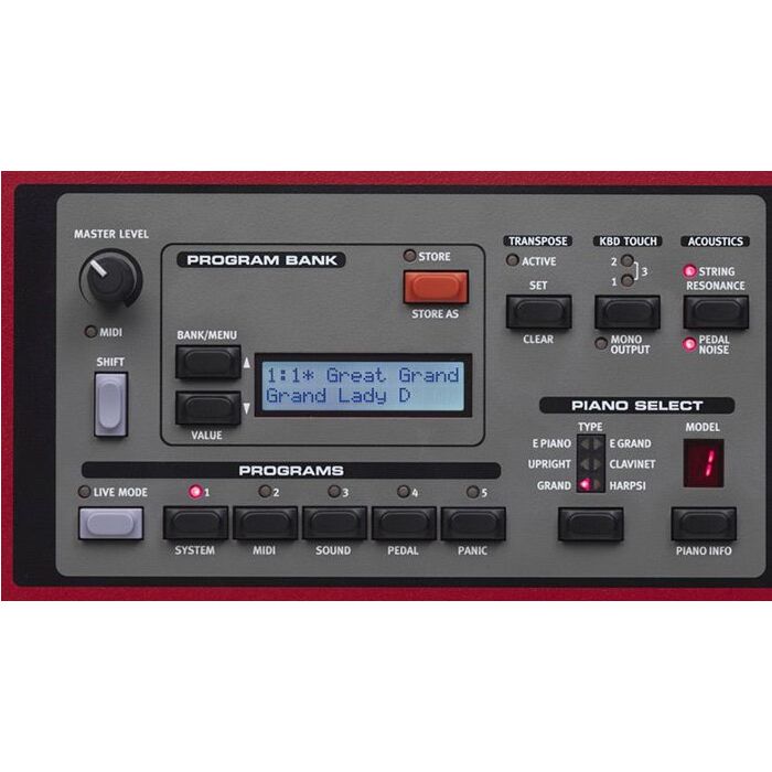 O Nord Piano 88 é um teclado digital de alta qualidade, projetado para músicos profissionais e amadores que buscam um som autêntico de piano acústico. Com teclas ponderadas e sensíveis ao toque, o Nord Piano 88 oferece uma experiência de tocar piano reali