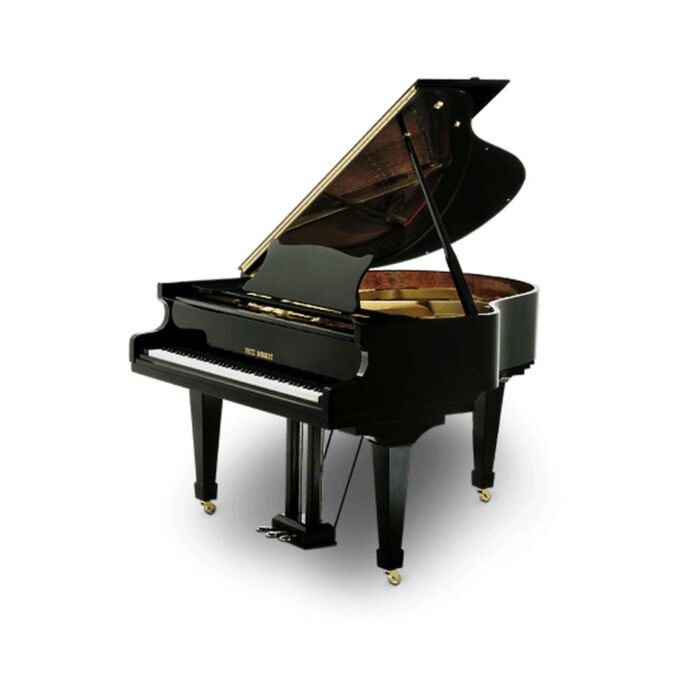 Piano de cauda fritz dobbert c-160 Fritz Dobbert C-160 - Piano de cauda de 88 teclas, 3 pedais, 160 cm de profundidade, estrutura de madeira de pinho maciço, tábua harmônica de pinho maciço com 1,129 m2, 12 costelas ou baralhos de pinho maciço sem emendas