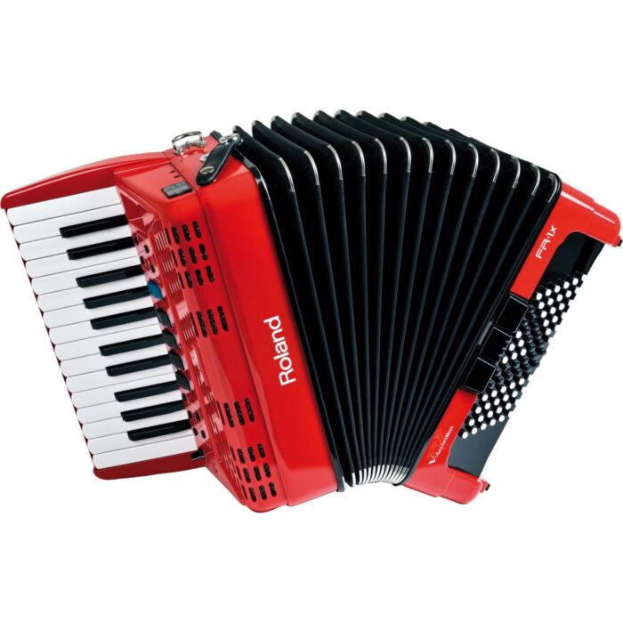 O Roland FR-1X RD V-Accordion é um acordeon digital usado, ideal para músicos que buscam praticidade e versatilidade. Com design compacto e leve, é fácil de transportar e possui teclas sensíveis ao toque, proporcionando uma experiência de tocar acordeon a