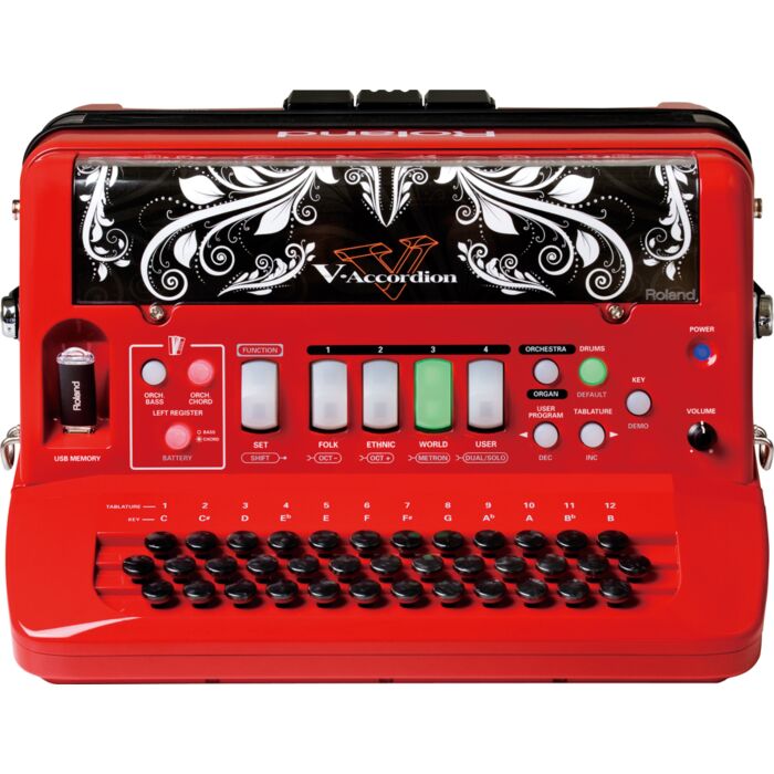 Roland fr-18d rd acordeon V-Accordion digital diatônico sem falantes, mais de 16 sons de acordeon, com bag e fonte, pesa 5.3Kg-roland fr-18d rd acordeon ID-2355