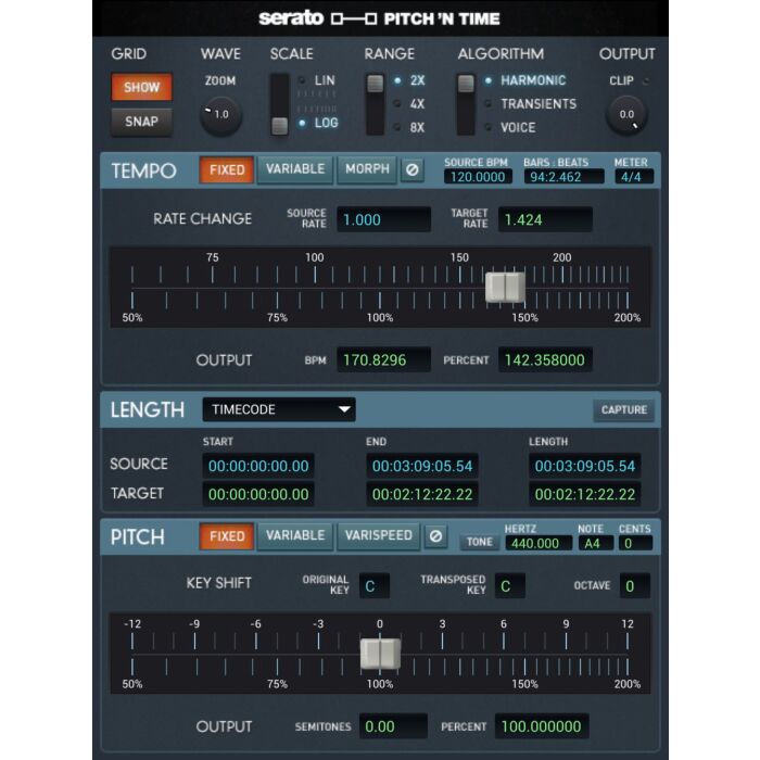 Superlativo Time-stretch &amp; Pitch-shifting para Pro Tools - Serato Pitch 'n Time Pro - SERATO -Serato Pitch 'n Time Pro - SERATO ID-86874