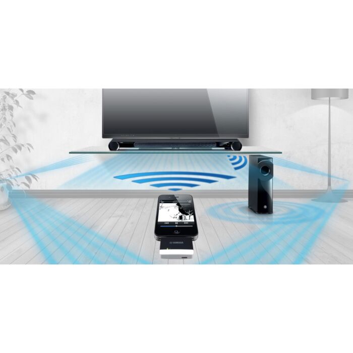 Yamaha ysp-4300 + ns-wsw160 soundbar 7.1 canais 324w rms com sub wirelles Soundbar 7.1 canais 324W RMS - 22x falantes (beam drivers) de 2W + 75W (2x Woofer) e Subwoofer Wireless Ativo de 130W (Dina^mico de 16cm) - USB compati´vel com iPod/iPhone/iPad - FM