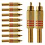 Conector Linha Rca Macho Metal Gold Vermelho Storm 10 Unidades 1