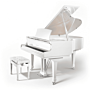 P9 Pearl River Cauda PRESTIGE SERIES Piano Acústico Branco Polido com Banqueta| Teclacenter