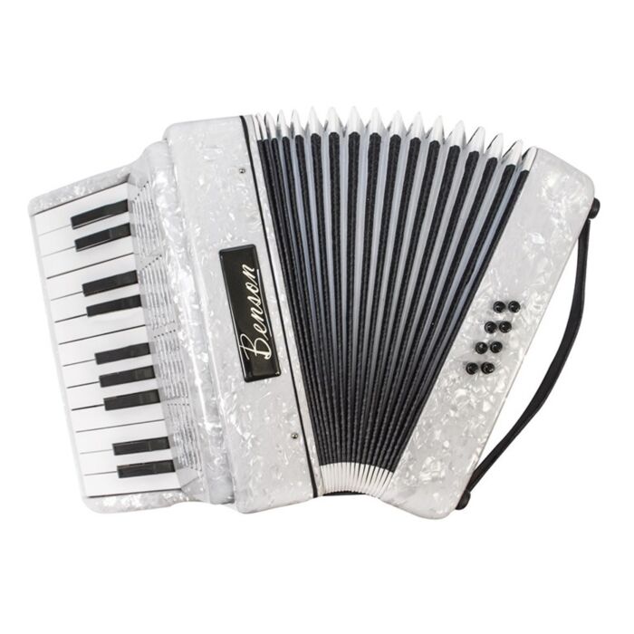 Acordeao 8 baixos Benson BAC08PWH branco perola c/22 teclas 1 Acordeao 8 baixos Benson BAC08PWH branco perola c/22 teclas 1