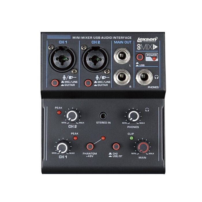Mesa de Som 2 Canais Interface de Audio USB Go Mix Lexsen 1