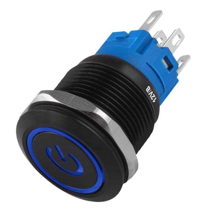Chave Anti Vandalismo De Pulso Preta 220v/3a Com Led Azul 12v Storm 1 Chave Anti Vandalismo De Pulso Preta 220v/3a Com Led Azul 12v Storm 1