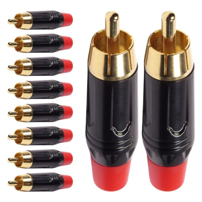 Conector Linha Rca Macho Vermelho Metal Storm 10 Unidades 1
