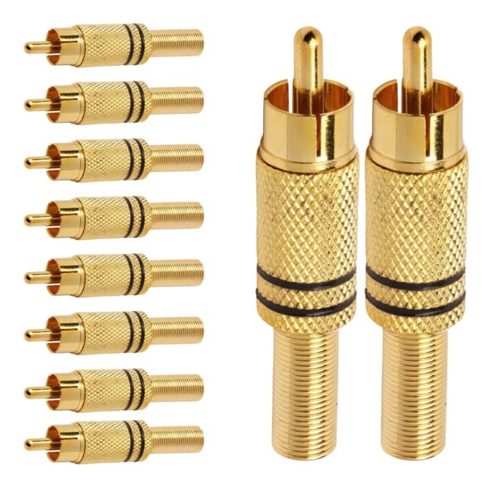 Conector Linha Rca Macho Metal Gold Preto Storm 10 Unidades 1