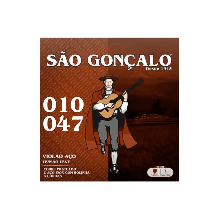 Jogo De Cordas Violão Aço Com Bolinha 010" 047" São Gonçalo 1