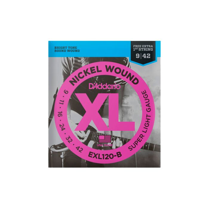 Cordas Para Guitarra D Addario Xl Nickel Wound Exl120-b .009-.042 Com Corda Extra Pl009 1