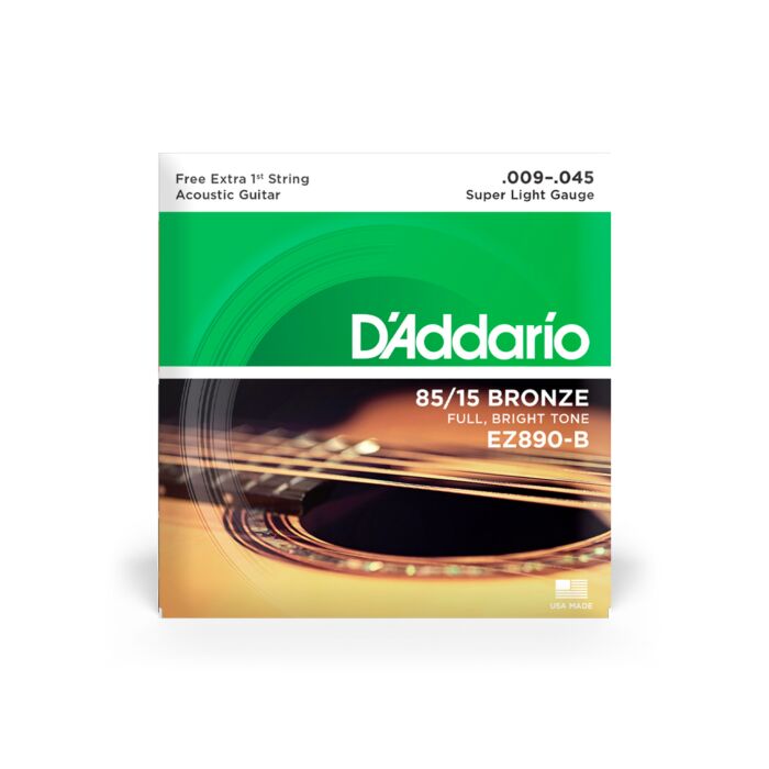 Cordas Para Violão Aço D Addario Bronze 85/15 Ez890-b .009-.045 Com Corda Extra Pl009 1 Cordas Para Violão Aço D Addario Bronze 85/15 Ez890-b .009-.045 Com Corda Extra Pl009 1