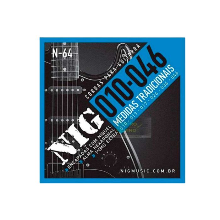 Encordoamento Guitarra 010 1ª Mi Extra + Palheta N64 Nig 1