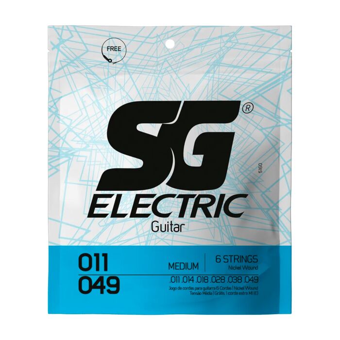 Encordoamento P/guitarra 011 Sg Média - Grátis: 1ª(mi) Extra + 1 Palheta 1 Encordoamento P/guitarra 011 Sg Média - Grátis: 1ª(mi) Extra + 1 Palheta 1