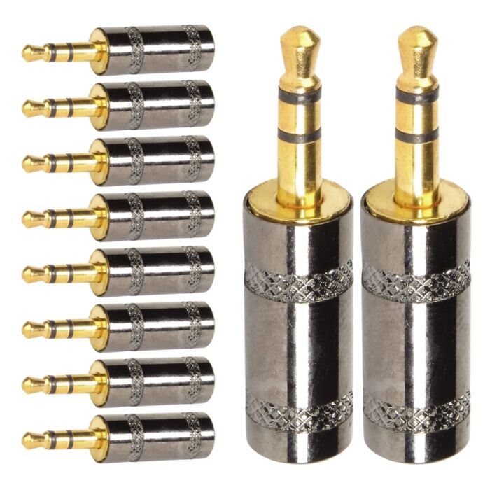 Conector P2 Stereo Metal Preto Gold Storm 10 Unidades 1