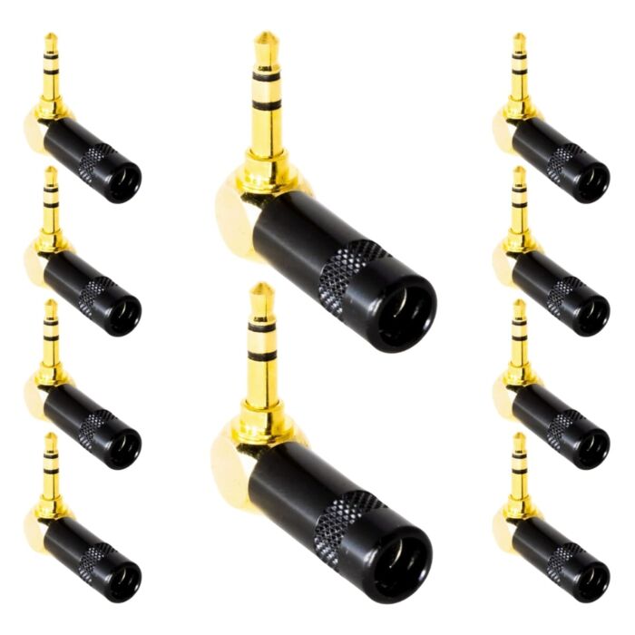 Conector P2 Stereo 90 Graus Preto Metal Gold Storm 10 Unidades 1