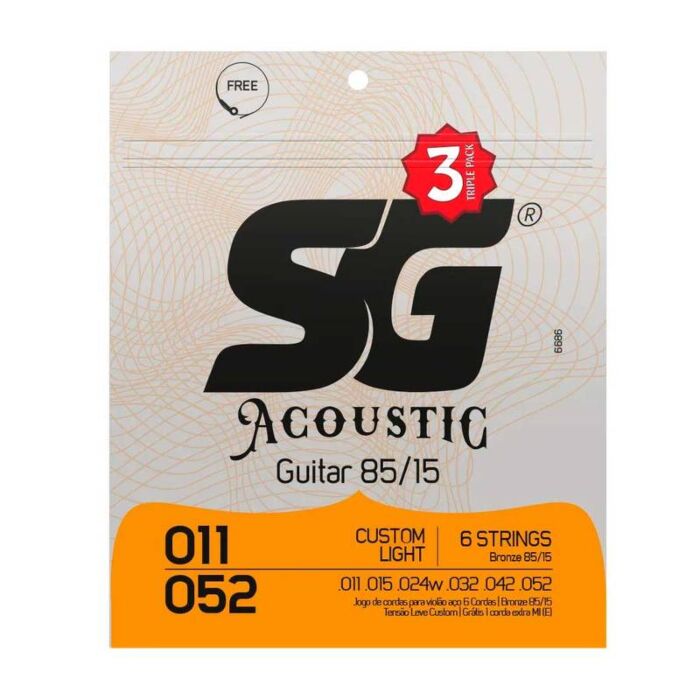 Encordoamento P/violão Aço Bronze 85/15 Pct/3 Sg 0.011 - 0.052 1 Encordoamento P/violão Aço Bronze 85/15 Pct/3 Sg 0.011 - 0.052 1