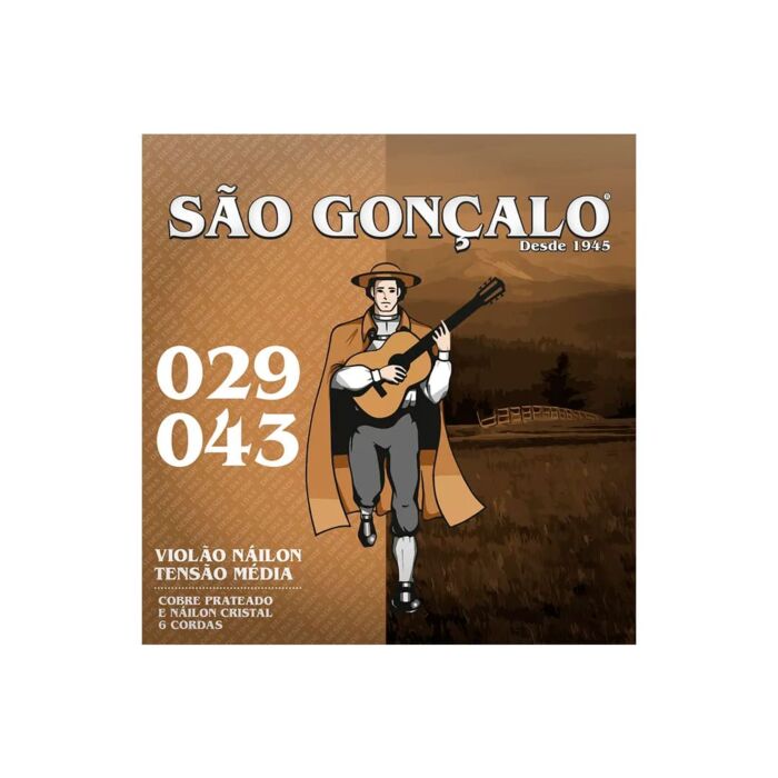 Encordoamento P/violão Nylon Cristal 0.029 - 0.043 Tensão Média São Gonçalo 1