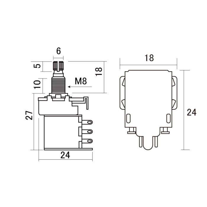 Potenciômetro B500K Push/Pull Instrumentos Hosco PUSH-500B 1