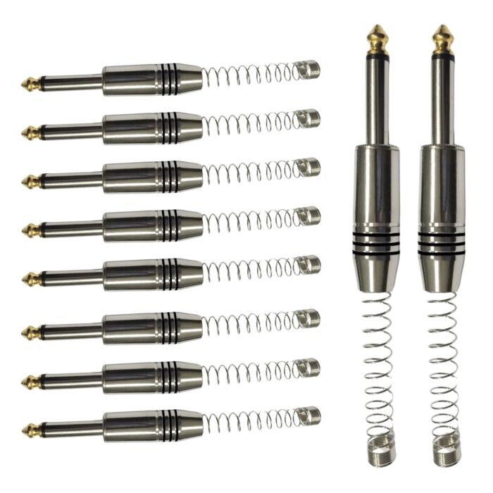 Conector P10 Macho Linha Mono Com Mola Espacada E Ponta Gold Storm 10 Unidades 1