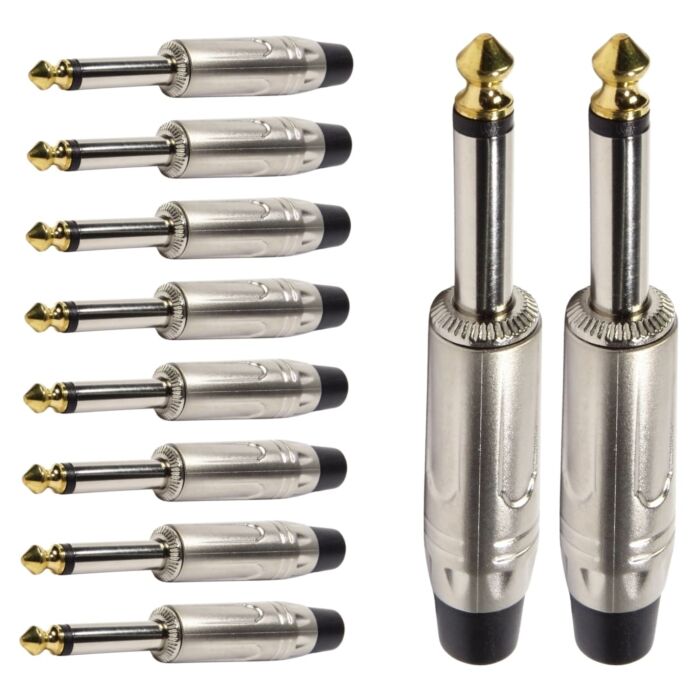 Conector P10 Macho Linha Mono Metal Ponta Gold Storm 10 Unidades 1 Conector P10 Macho Linha Mono Metal Ponta Gold Storm 10 Unidades 1