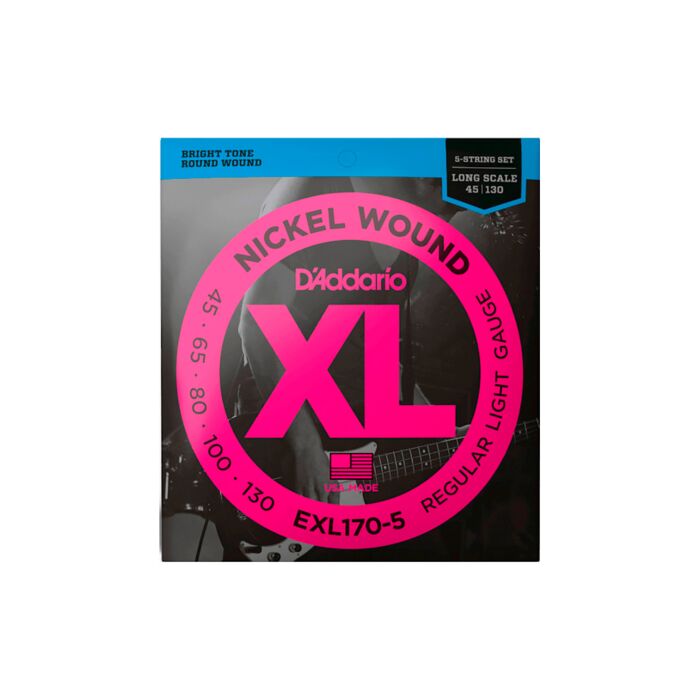 Cordas Para Baixo D Addario Xl Nickel Wound Exl170-5 5 Cordas Escala Longa .045-.130 1