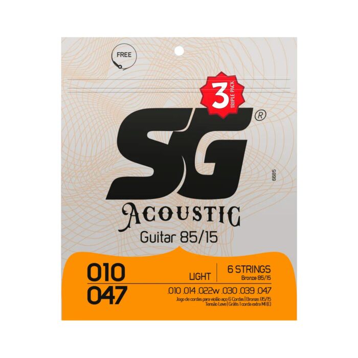 Encordoamento P/violão Aço Bronze 85/15 Pct/3 Sg 0.010 - 0.047 1