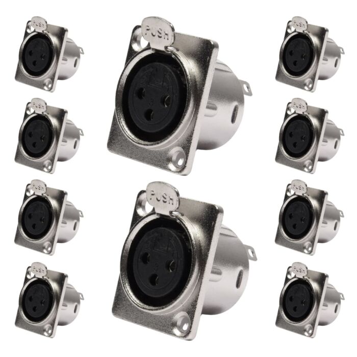 Conector Painel Xlr Fêmea 3 Polos Storm 10 Unidades 1 Conector Painel Xlr Fêmea 3 Polos Storm 10 Unidades 1