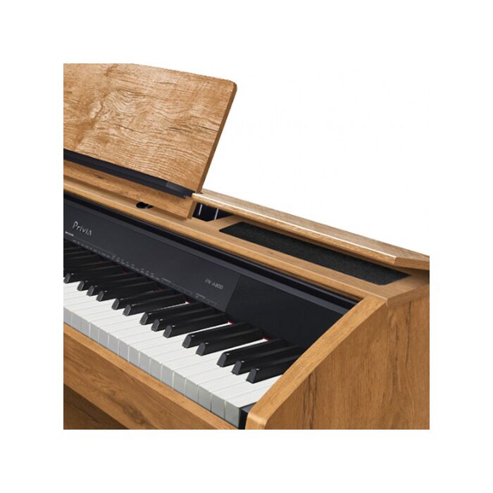 Casio px-a800bn piano Piano digital com 88 teclas sensitivas (Scaled Hammer Action II de 3 niveis de sensibilidade), com acabamento em ébano e marfim sintético, simulador de abertura do tampo, 256 notas de polifonia, 18 timbres (nova tecnologia AiR com re