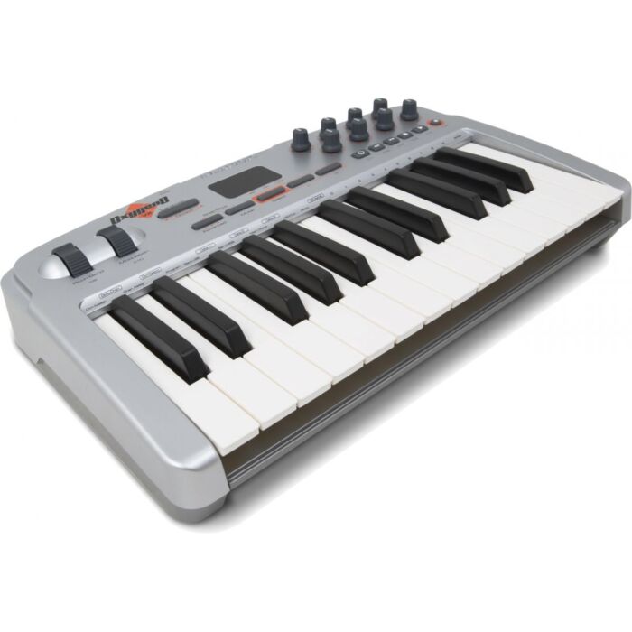 O M-Audio Oxygen 8 v2 é um controlador MIDI compacto e portátil, ideal para músicos e produtores que precisam de um equipamento versátil e fácil de transportar. Com 25 teclas sensíveis à velocidade, 8 knobs programáveis, 9 faders e botões de transporte, o