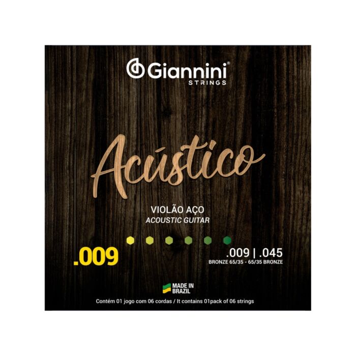 Encordoamento Giannini P/violão Aço Bronze 65/35 0.009" Geswal 1