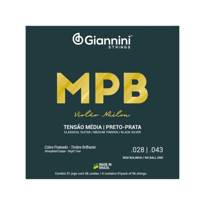 Encordoamento Giannini P/violão Nylon Preto/prata Genwbs 1